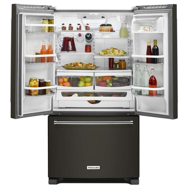 KitchenAid 36-In Counter-Depth French-Door Refrigerator Ice Maker 20-Ft³ Black Stainless Steel