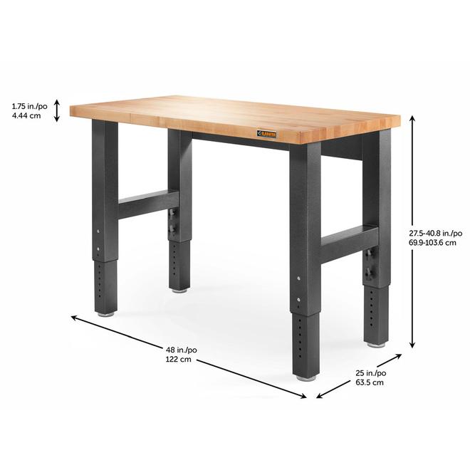 Gladiator 4-ft Adjustable Hardwood Work Bench