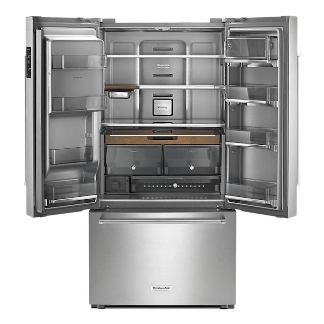 French Door Counter-Depth Refrigerator - 36-in ft Stainless Steel KRFC704FPS | RONA