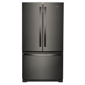 Réfrigérateur à portes françaises Whirlpool avec distributeur d'eau, 25 pi³, acier inoxydable noir, 36 po