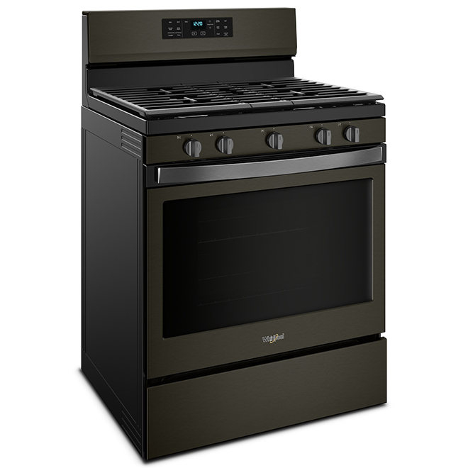 Whirlpool Gas Range with Fan 30in 5cu ft Black Stainless Steel