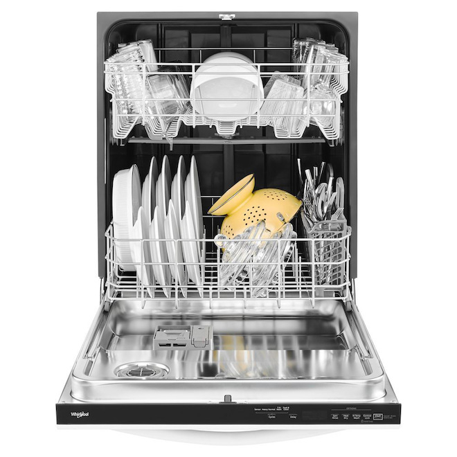 Whirlpool BuiltIn Dishwasher with Fan Dry 24in Black Stainless