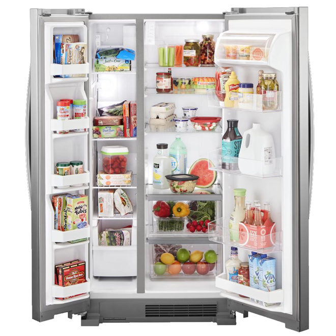 Réfrigérateur côte-à-côte 33 po Whirlpool commandes électroniques machine à  glaçon 21,7 pi³ acier inoxydable