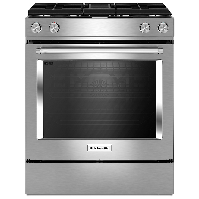 KitchenAid Slide-In Dual-Fuel Range - 30-in - 6.4-cu ft - 4 Burners - Stainless Steel