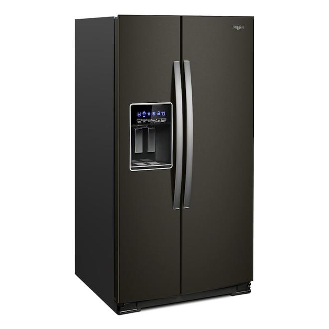 Whirlpool Side-by-Side Refrigerator with EveryDrop Filtration System - 36-in - 28.4-cu ft - Black Stainless Steel