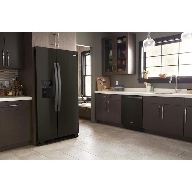 Whirlpool Side-by-Side Refrigerator with Icemaker - 36-in - 24.5-cu ft - Black Stainless Steel