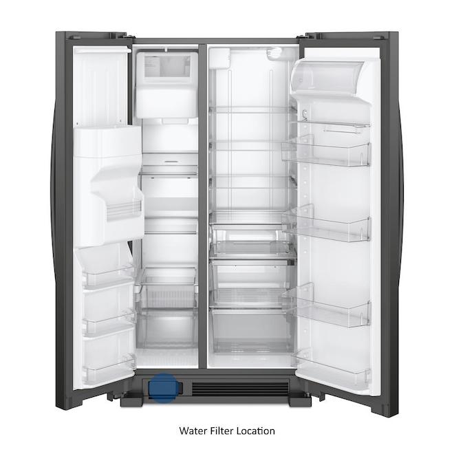 Whirlpool Side-by-Side Refrigerator with Icemaker - 36-in - 24.5-cu ft - Black