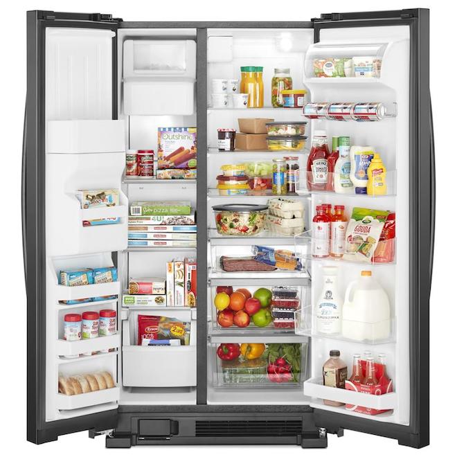 Whirlpool Side-by-Side Refrigerator with Icemaker - 36-in - 24.5-cu ft - Black