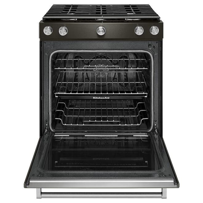 KitchenAid Gas Range - 30-in - 5.8-cu ft - Black Stainless Steel