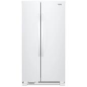 Whirlpool 36-in Side-By-Side Refrigerator with Frameless Glass Shelves and Icemaker - 25-cu ft - White
