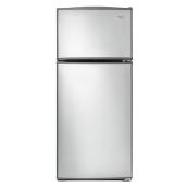 Réfrigérateur à congélateur supérieur Whirlpool, 28 po, porte réversible, 16 pi³, acier inoxydable