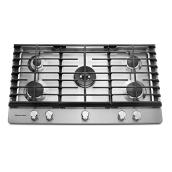 KitchenAid Gas Cooktop - 5 Burners - 36-in - 20,000 BTU - Stainless Steel