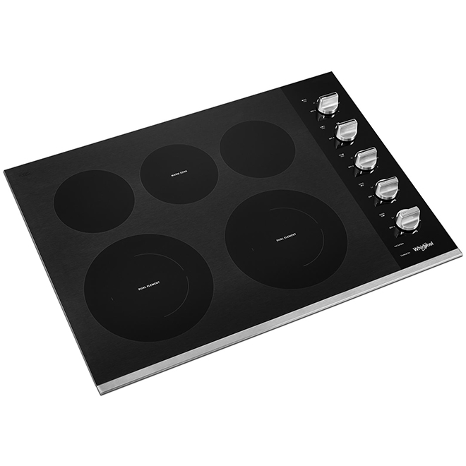 Whirlpool Cooktop with FlexHeat Element 30in Black/Stainless Steel