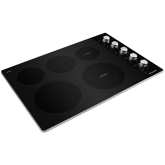 KitchenAid Cooktop with 5 Elements and Even-Heat - 30-in - Black/Stainless Steel