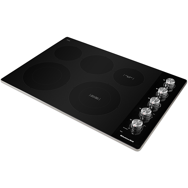 KitchenAid Cooktop with 5 Elements and Even-Heat - 30-in - Black/Stainless Steel