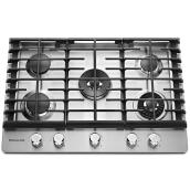 KitchenAid Gas Cooktop with Even-Heat Element - 30-in - 17,000 BTU - Stainless Steel