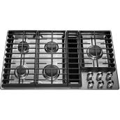 KitchenAid Downdraft Gas Cooktop - 5 Burners - 36-in - Stainless Steel