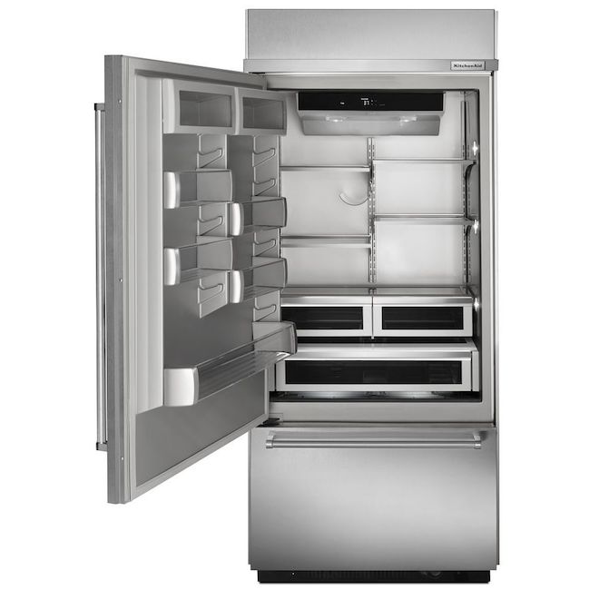 KitchenAid Bottom Freezer Built-in Refrigerator - Right Handle - 36-in - 20.9-cu ft - Stainless Steel