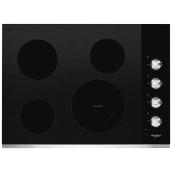 Whirlpool 4-Element Electric Cooktop in Ceramic Glass - 30-in - Black/Stainless Steel