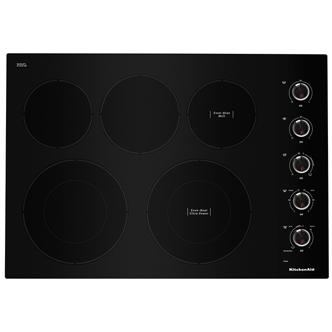 Surface de cuisson KitchenAid 30" avec éléments Even-Heat, noir