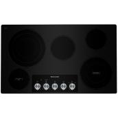 KitchenAid Electric Cooktop with 5 Elements - 36-in - Black/Stainless Steel