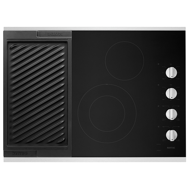 Maytag Electric Cooktop with Griddle - 30-in - Black/Stainless Steel