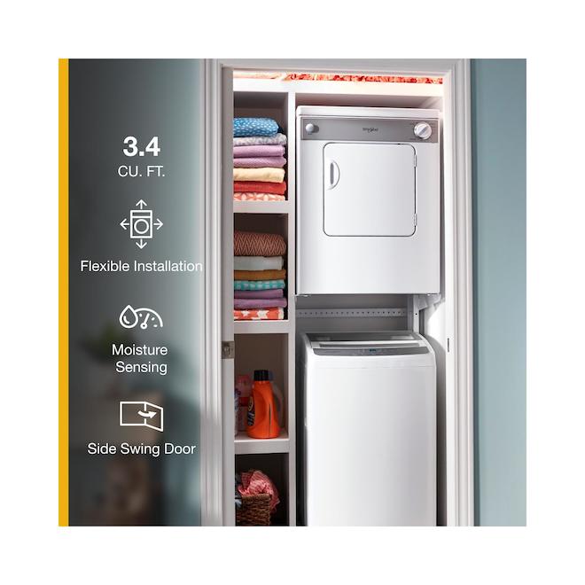 Whirlpool 24-in 3.4-ft³ Front Load Stackable Vented Electric Dryer - White