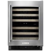 Cellier à vin KitchenAid 46 bouteilles, façade en bois, inox