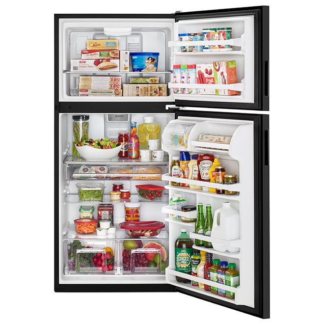 Maytag Top-Freezer Refrigerator with PowerCold Feature and Optional Ice Maker Kit - 30-in - 18-cu ft - Black