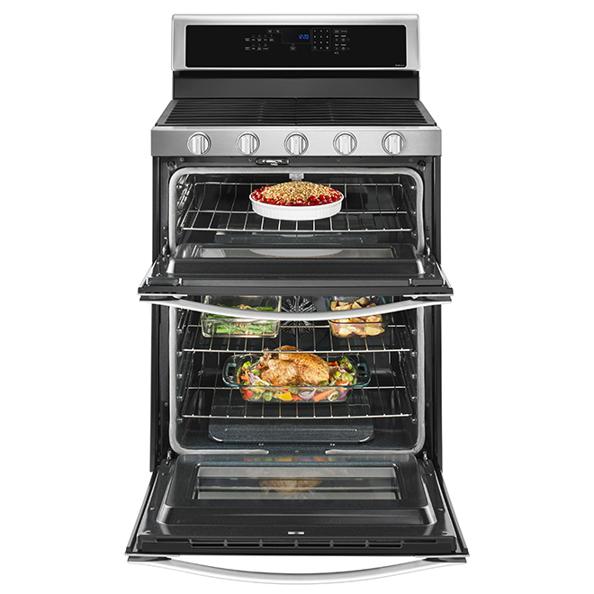 Whirlpool Double-Oven Gas Range - 30-in- 5 Burners - Stainless Steel