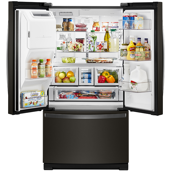 36-in Whirlpool French Door Refrigerator - 27-cu ft - Black Stainless Steel