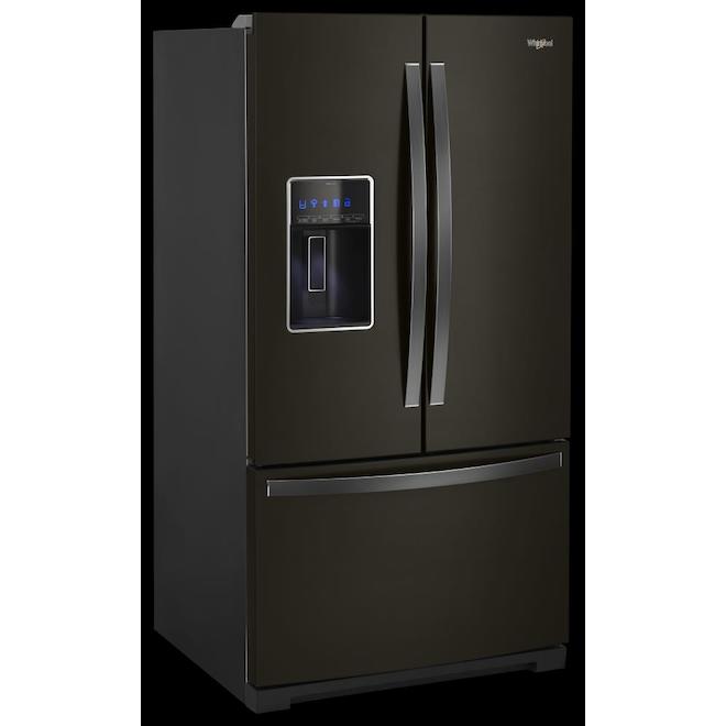 36-in Whirlpool French Door Refrigerator - 27-cu ft - Black Stainless Steel