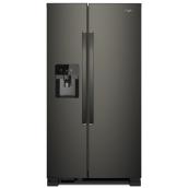 Whirlpool Side-by-Side Refrigerator with Icemaker - 36-in - 24.5-cu ft - Black Stainless Steel