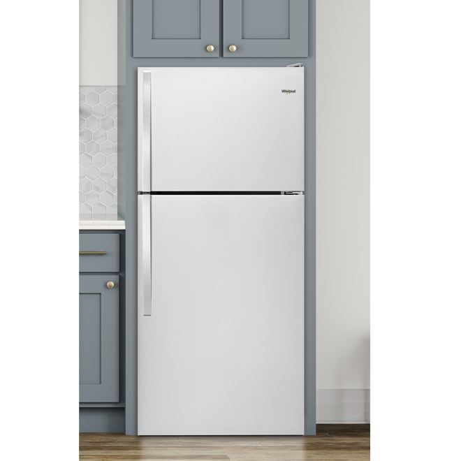 Réfrigérateur à congélateur supérieur Whirlpool 28 po profondeur standard fini texturé 14,3 pi³ blanc