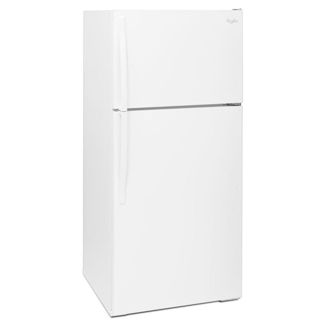 Réfrigérateur à congélateur supérieur Whirlpool 28 po profondeur standard fini texturé 14,3 pi³ blanc