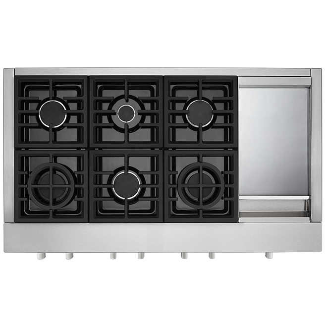 Built-In Gas Cooktop/Griddle 48" 6 Burners Stainless Steel