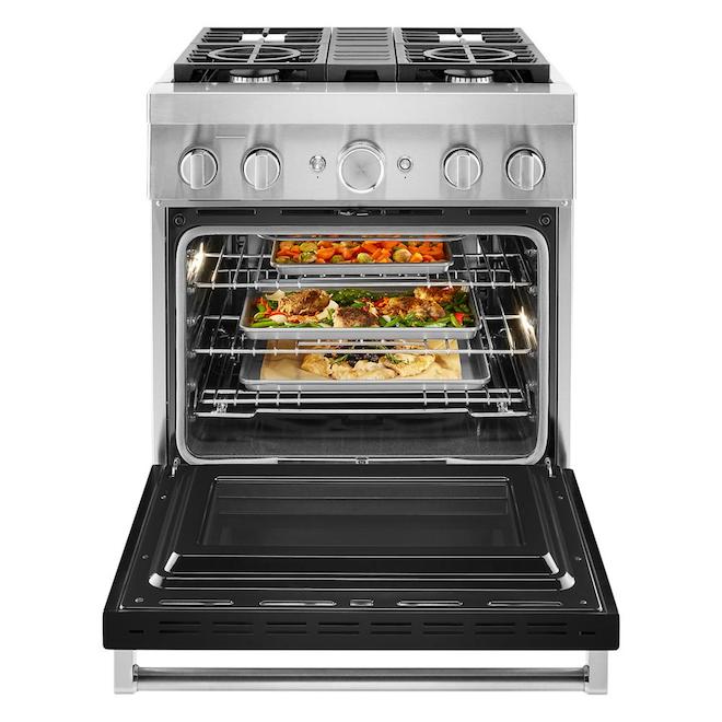 Cuisinière biénergie intelligente KitchenAid, encastrée, noir impérial, 4 brûleurs