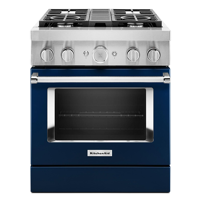 KitchenAid Smart Dual Fuel Range Deep Recessed Ink Blue 4 Burners   30006412 L 