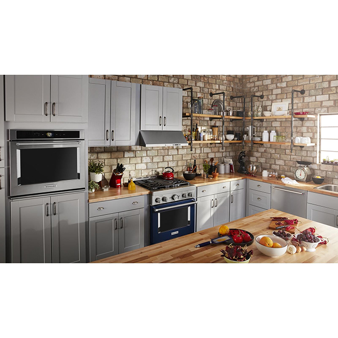 KitchenAid Smart Dual Fuel Range - Deep Recessed - Ink Blue - 4 Burners