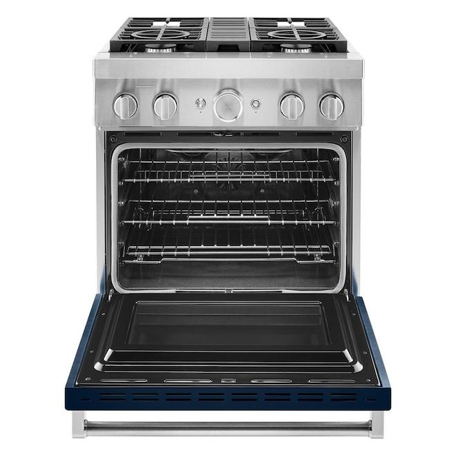 KitchenAid Smart Dual Fuel Range - Deep Recessed - Ink Blue - 4 Burners