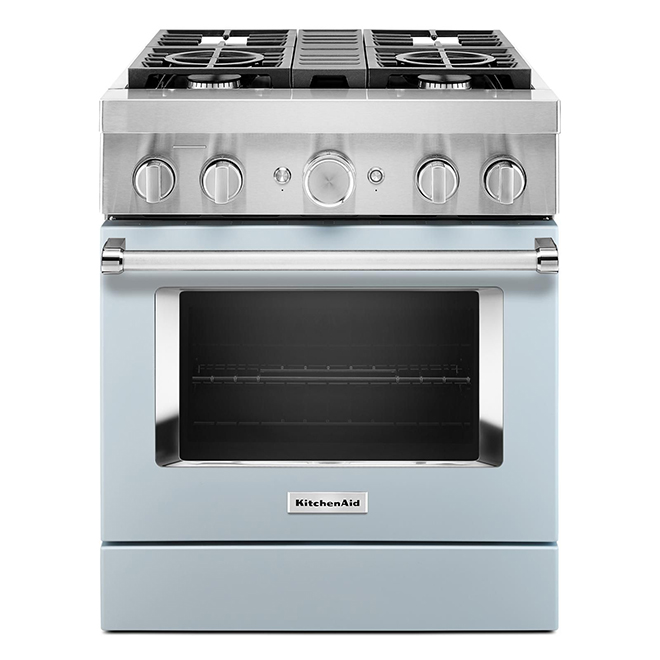 KitchenAid Smart Dual Fuel Range - Deep Recessed - Misty Blue - 4 Burners