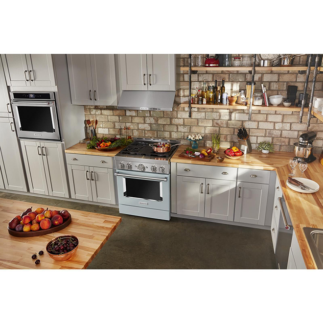 KitchenAid Smart Dual Fuel Range - Deep Recessed - Misty Blue - 4 Burners