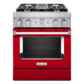 Cuisinière biénergie KitchenAid, autoportante, 36 po l., rouge passion