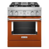 Cuisinière biénergie intelligente KitchenAid, encastrée, orange brûlé, 4 brûleurs