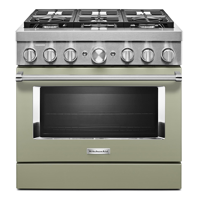 KitchenAid Smart Dual Fuel Range - Deep Recessed - Avocado Cream - 6 Burners