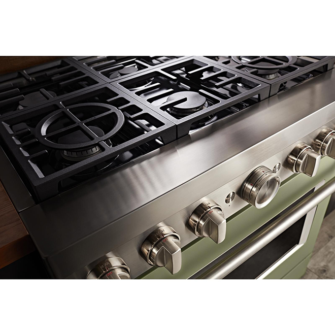 KitchenAid Smart Dual Fuel Range - Deep Recessed - Avocado Cream - 6 Burners