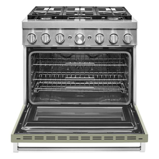 KitchenAid Smart Dual Fuel Range - Deep Recessed - Avocado Cream - 6 Burners