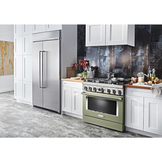 KitchenAid Smart Dual Fuel Range - Deep Recessed - Avocado Cream - 6 Burners