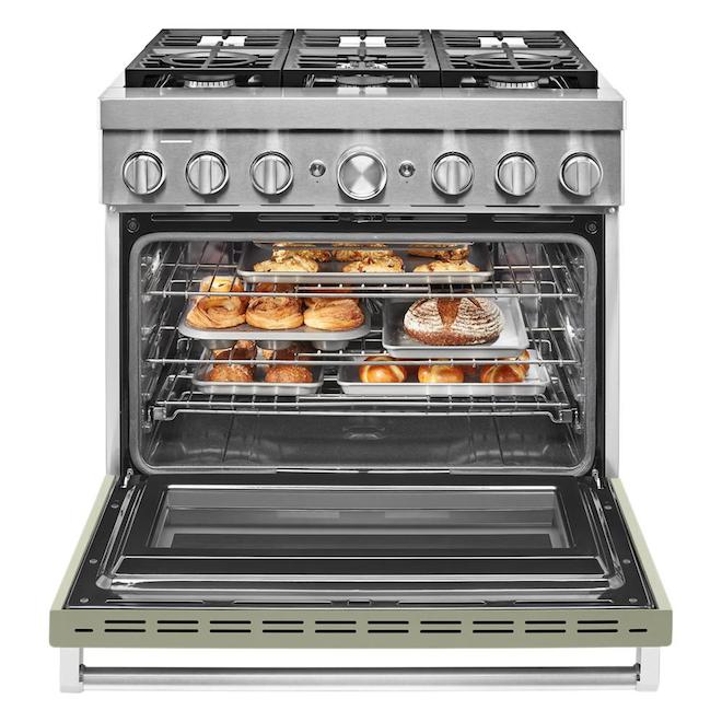 KitchenAid Smart Dual Fuel Range - Deep Recessed - Avocado Cream - 6 Burners