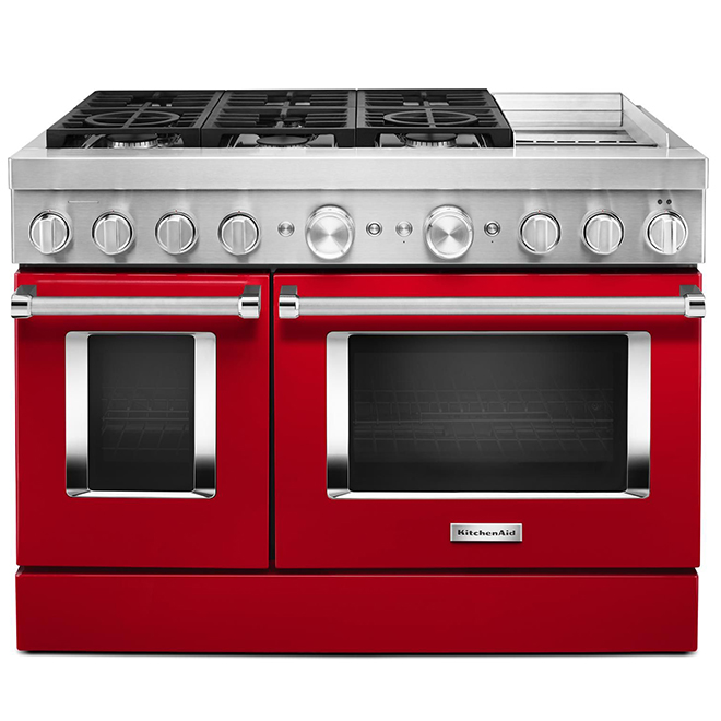 KitchenAid Smart Dual Fuel Range - Deep Recessed - Passion Red - Double Oven